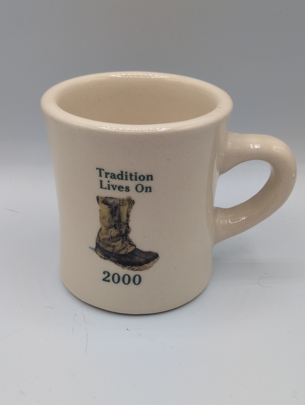 L.L. Bean 2000  Tradition Lives On Cream Mug with Bean Boot Graphic